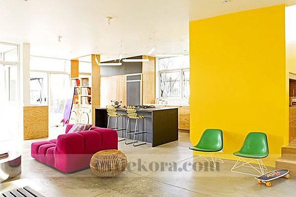 Sarı ve pembe ev dekorasyonu örnekleri 2014