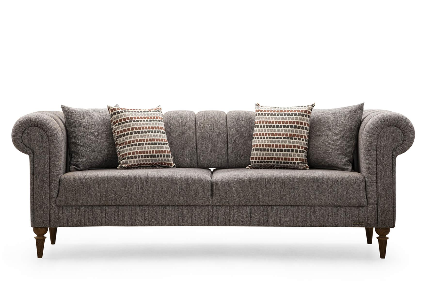 gündoğdu mobilya meriç sütlü kahve üçlü koltuk